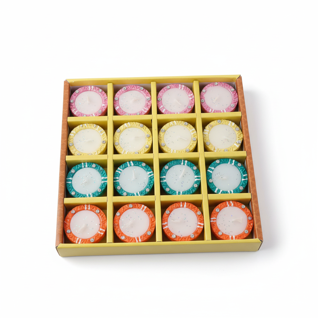 Diya Colour With Candle 12pc
