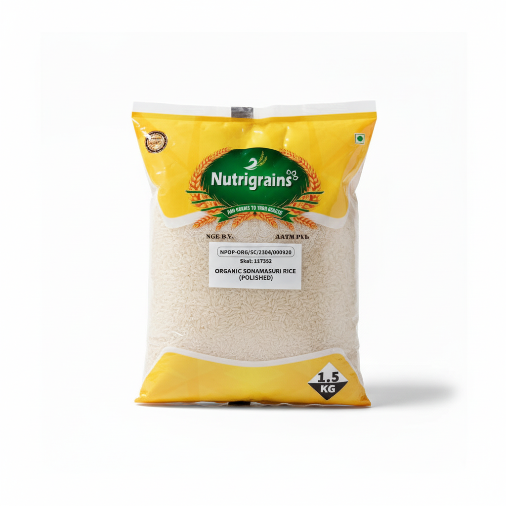 Nutrigrains Organic Sonamasuri Rice Polished 1.5kg